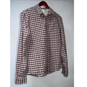 Scotch & Soda Men’s Plaid Flannel Button-Up Shirt Gray Orange Size M